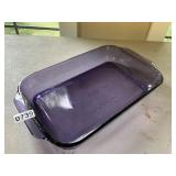 Purple Pyrex glass baking dish