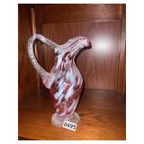 Red, white, clear glass pitcher