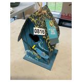 Blue metal roof bird house