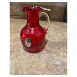 Red hand blown pilgrim glass pitcher