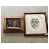 2- framed wildlife - wolf and tiger
