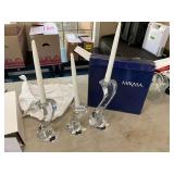 3- Mikasa Crystal candle holders and candles