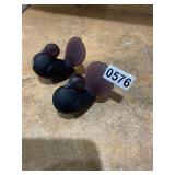 Frosted purple glass birds