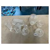 8- assorted crystal vase, butter dish, others