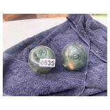 2 glass decorative balls