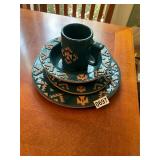 4 piece Frankoma native pattern dishes