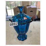 Blue Viking candy dish with lid
