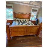Solid wood king bed with adjustable mattress-read