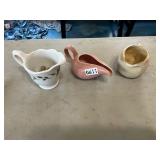 3- assorted vintage creamer gravy bowls