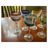 6- hand cut diamond pattern glass stemware
