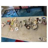 Silver dishes, rabbits, vases, miscellaneous lot