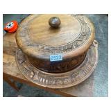 Wood carved cake platter