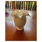 White Fenton Hobnail vase