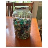 Large jar of assorted marbles