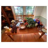 Table top lot- glasses, pumpkins, place mats all