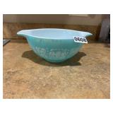 Teal and white Pyrex bowl