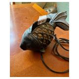 Cast iron lead glass fish lamp