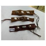 3 leather and silver style Jewelry bracelets