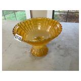 Vaseline colored pedestal dish