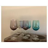 Assorted colored stemware