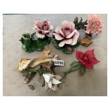 Lot ceramic style flowers