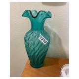 Bluish green glass vase