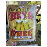 Ice cold beer tin sign 12 x 16