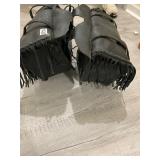 Black leather motorcycle saddlebags