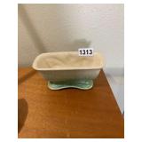 Vintage green and white planter