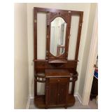 Beautiful antique hall tree cabinet