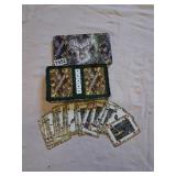 cammo decks of cards and dice in tin