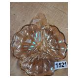 Vintage Carnival Glass Amber Marigold Divided Dish