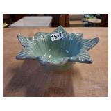 Vintage Green Leaf-Form Ceramic Candy Dish