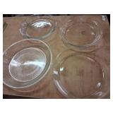 4 various sized pyrex pie pans