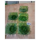 Emerald colored depression era style sundae cups