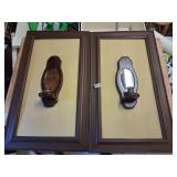 Pair of vintage framed candle wall sconces