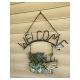 Hanging rooster welcome sign