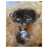 Silver serving platter, bowl, salt/pepper shakers