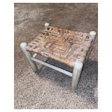 Wicker woven footstool