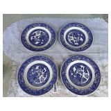 4- willow Ware Royal China, 9 inch plates