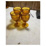 4- Amber depression patterned goblets