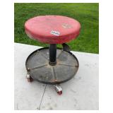 Red rolling tool stool