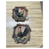 2- chalk rooster wall decor pieces