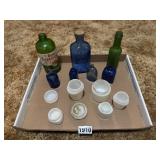 Blue white and green bottles/jars ï¿½ all