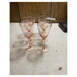 6- pink depression, stemware glasses