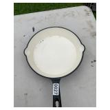 Cast iron enamel coated skillet