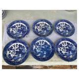 6- blue and white plates ï¿½ 9 inches