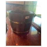 Large wood and brass accent bucket