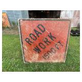 Road work 1500 ft sign
