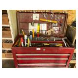 Red metal, toolbox, magnets, hand, tools, sockets